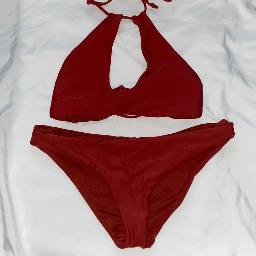 Burnt orange swim suit